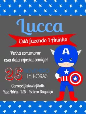 Convite Aniversário Capitão América para Editar Online