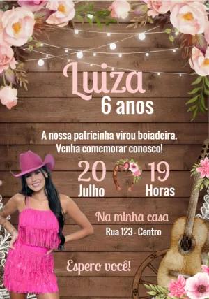 Convite Aniversário Boiadeira com Foto para Editar Online