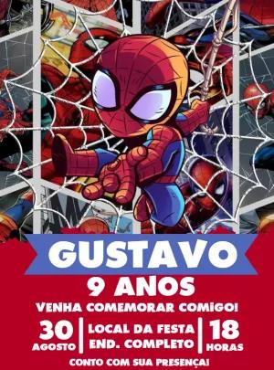 Convite Aniversário Homem Aranha Chibi para Editar Online
