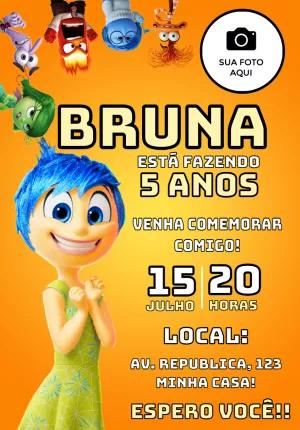 Convite Aniversário Divertida Mente 2 com Foto para Editar
