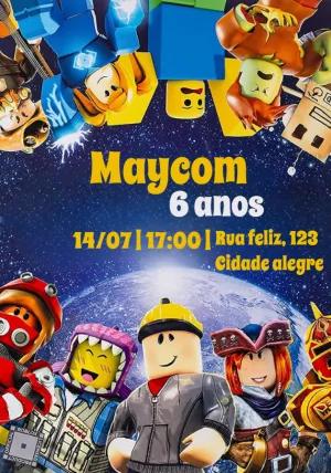 Convite de Aniversário Roblox com Personagens para Editar Online