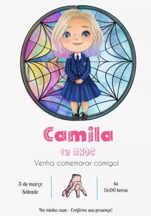 Convite Aniversário Enid Addams para Editar Online