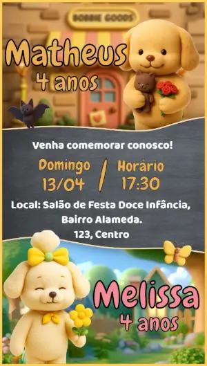 Convite Aniversário Duplo Bobbie Goods para Editar Online