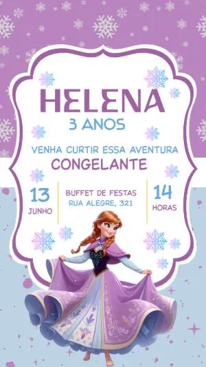 Convite Aniversário Anna Frozen para Editar Online