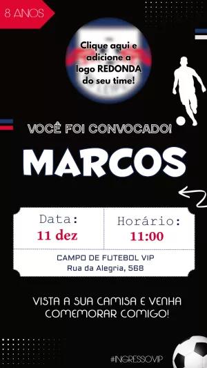 Convite Aniversário Futebol Ingresso VIP para Editar Online