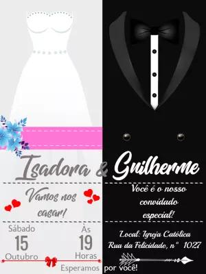 Convite de Casamento Criativo Noiva e Noivo para Editar Online