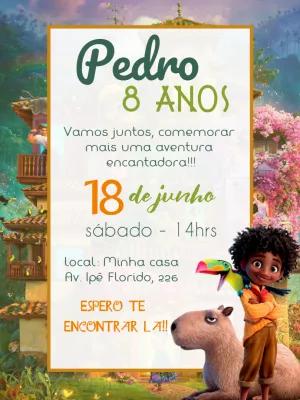 Convite Aniversário Encanto com Personagens para Editar Online