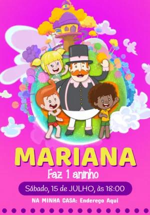 Convite Aniversário Mundo Bita com Personagens para Editar Online