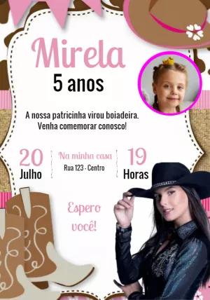 Convite Aniversário Boiadeira Ana Castela com Foto para Editar