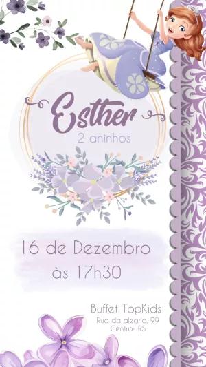 Convite de Aniversário Princesinha Sofia para Editar Online