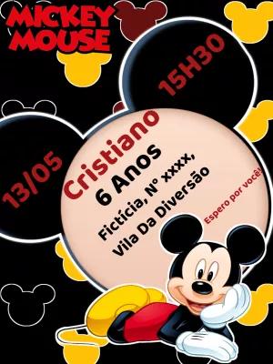 Convite de Aniversário Mickey Mouse para Editar Online