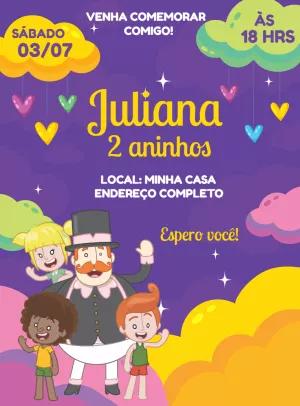 Convite de Aniversário Mundo Bita com Personagens para Editar