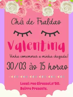 Convite Chá de Fraldas Floral com Cílios para Editar Online