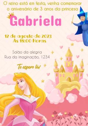 Convite Aniversário Princesa Aurora para Editar Online