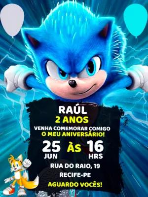 Convite de Aniversário Sonic o Filme para Editar Online