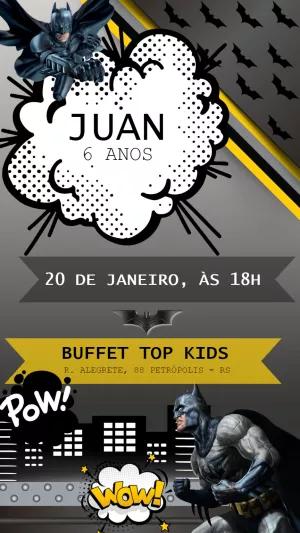 Convite de Aniversário Batman para Editar e Imprimir Online