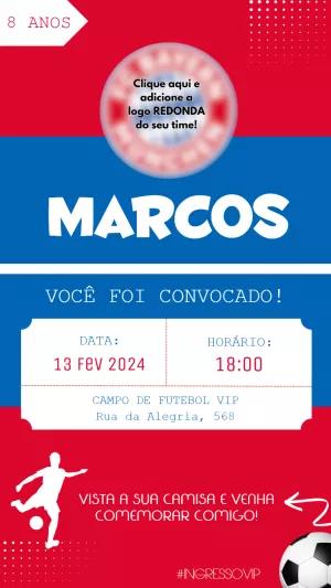 Convite de Aniversário Futebol Time para Editar Online
