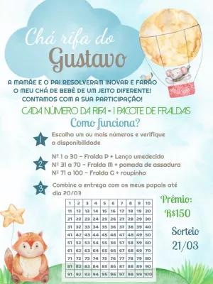 Convite Chá Rifa Bichinhos Aquarela para Editar Online