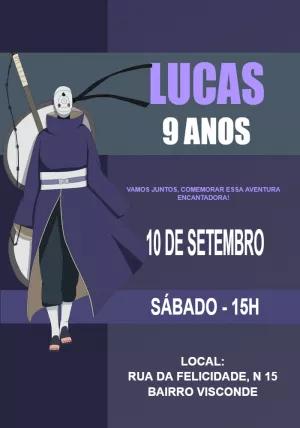 Convite de Aniversário Obito Uchiha para Editar Online