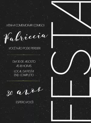 Convite Aniversário Adulto Moderno e Elegante para Editar