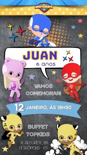 Convite de Aniversário Os Aventureiros para Editar Online