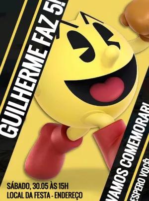 Convite Aniversário Pacman Editável para Criar Online
