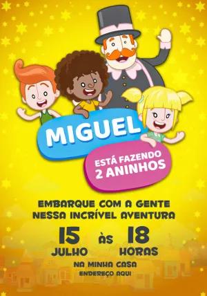 Convite de Aniversário Mundo Bita com Personagens para Editar