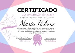 Certificado de Massagem Modeladora Editável para Imprimir