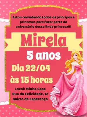 Convite Aniversário Princesa Aurora Editável Online