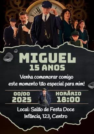 Convite de Aniversário Peaky Blinders Editável Online