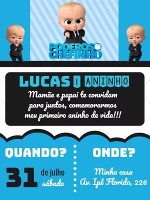 Convite de Aniversário Poderoso Chefinho para Editar Online