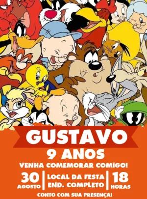 Convite de Aniversário Looney Tunes para Editar Online