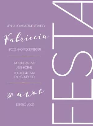 Convite de Aniversário Lilás Moderno para Editar Online