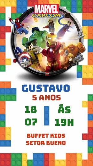 Convite de Aniversário LEGO Marvel Super Heróis para Editar