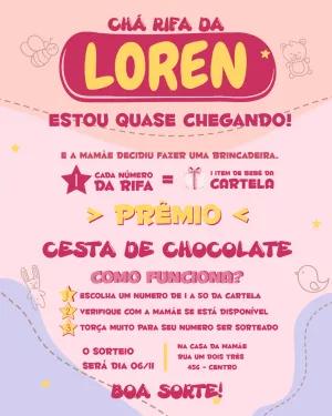 Convite Chá Rifa Menina Delicado para Editar Online