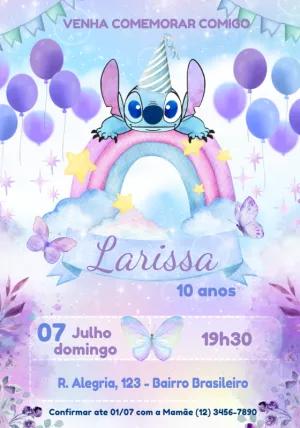 Convite de Aniversário do Stitch Editável Online