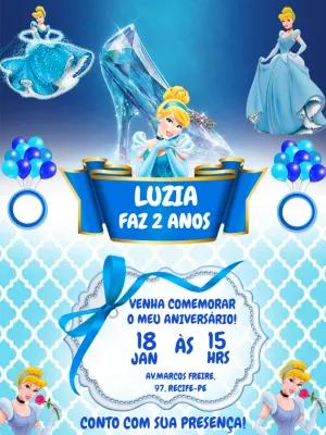 Convite Aniversário Cinderela Princesa para Editar Online