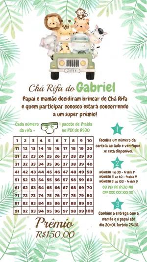 Chá Rifa Safari com Animais Fofos para Editar Online
