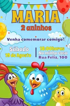 Convite Aniversário Galinha Pintadinha para Editar Online