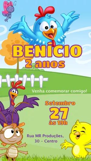 Convite de Aniversário Galinha Pintadinha para Editar Online