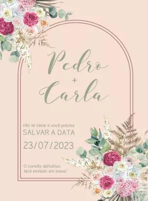 Save the Date Casamento Floral Boho para Editar Online