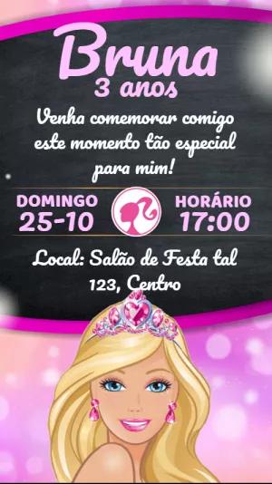 Convite de Aniversário Barbie Editável para Personalizar Online