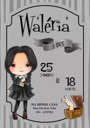Convite de Aniversário Wandinha Wednesday para Editar Online