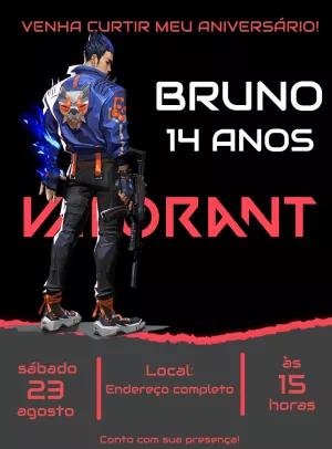 Convite de Aniversário Valorant com Yoru para Editar Online