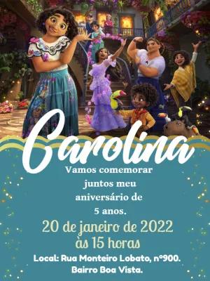 Convite de Aniversário Encanto com Personagens para Editar Online