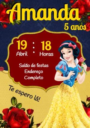 Convite de Aniversário Branca de Neve para Editar Online