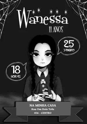 Convite de Aniversário Wandinha Addams para Editar Online