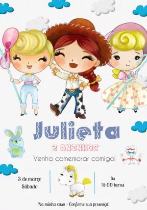 Convite Aniversário Toy Story Meninas para Editar Online