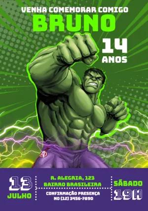Convite Aniversário Incrível Hulk para Editar Online