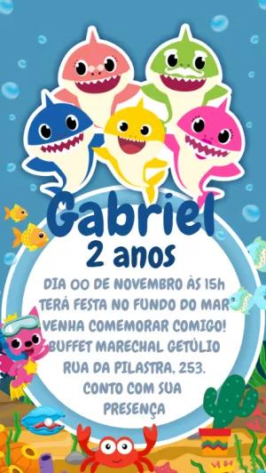 Convite de Aniversário Baby Shark para Editar Online